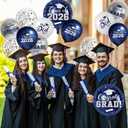 Navy Blue and Silver Graduation Balloons Graduation Decorations 2026, 51Pcs Grad Latex Balloons and Grad Foil Balloon with Confetti Ribbons Grad Party Decorations for College High School