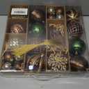 Hollyone Christmas Balls Ornaments Set, 67pcs Glitter Brown Red Green Shatterproof Christmas Ball Snowflakes Tree Ornaments Hanging Ball Decoration for Xmas Tree Wreath Garland Wedding Home Decor