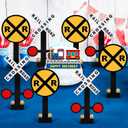 12 Set Train Theme Birthday Party Decor 11. 8inch Railroad Crossing Sign Table Centerpieces Decorations Chugga Chugga Two Two Birthday Decor for Retirement Party Supplies Photo Booth Prop