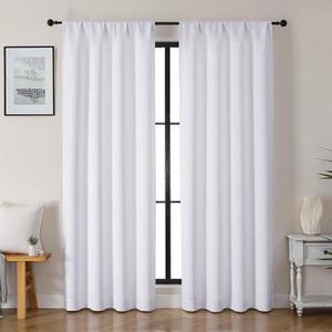 Gwine Pura White Curtains 84 inches Long, Light Filtering Thermal Insulated Noise Reducing Window Curtain Panels for Bedroom, Elegant Solid Soft Drapes for Living Room, Each 40Wx84L, 2 Panels