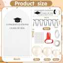 Lunmon 7.2 ft 2026 Graduation Decorations Congratulations Class of 2026 White Arch Cover Backdrop Kit with Black Bow Graduation Sticker White Balloon Arch Kit for Grad Photo Party Decor College School