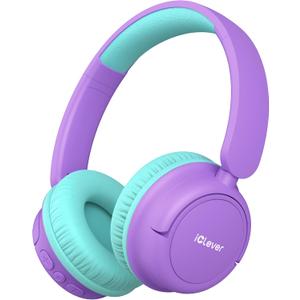 iClever BTH22 Kids Bluetooth Headphones, 60H Play Time, USB C Fast Charging, Bluetooth 5.4, AUX Cord,Safe Volume 74/85 dBA,Toddler Headphones for iPad/Tablet/Travel/School, Purple