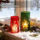 Christmas Hurricane Glass Candle Holders: Glasseam Red Green Candle Holders for Pillar Candles Silver Snowflake Decorations Large Cylinder Vases for Floating Candles Table Centerpiece