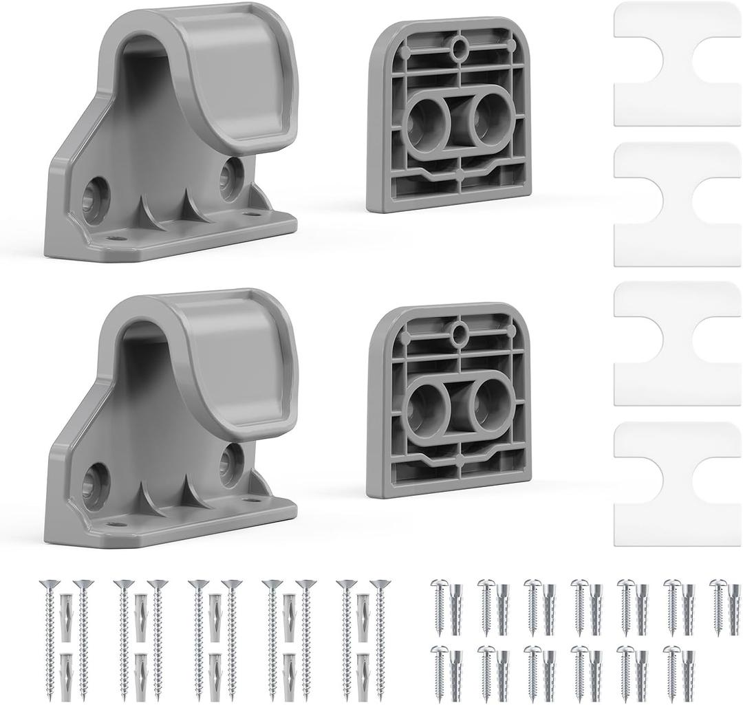 EZIGO Retractable Baby Gates Replacement Parts, Full Set Wall Mounting Accessories Including Brackets, Latches, Screws for 100/120 inch Extra Wide Baby Gate Mesh Gate Retractable Dog Gate, Gray