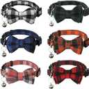 6 Pcs Cat Collars with Bow Tie and Bell, Breakaway Kitten Collar Adjustable Buckle 8-12 in Quick Release for Small Pet