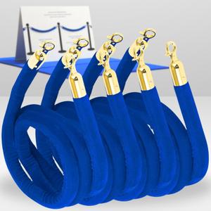 4 PCS Blue Velvet Rope - 5 Ft Crowd Control Ropes Control Hanging Stanchion Rope for Ceremonies Barrier for Parties Crowd Queue Line for Safe