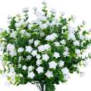6PCS Artificial Eucalyptus Flowers, Fake Artificial Greenery UV Resistant No Fade Faux Plastic Plants for Wedding Bridal Bouquet Indoor Outdoor Home Garden Kitchen Office Table Vase(White)