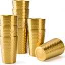 10 Pack 12 oz Stainless Steel Insulated Cup, Honeycomb Double Wall Vacuum Small Metal Cup, Reusable Camping Cups Unbreakable Indoor Outdoor for Party, Home, Office, BBQ, Gold