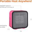 Amazon Basics Ceramic Space Heater, Portable Mini Heater for Office Desk, Indoor Use, 500W, With Tip-Over Protection, Lightweight 1.4 lbs, Pink, 5.9 x 3.2 x 6 inches