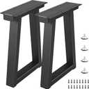 16 Inch Metal Bench Legs, Trapezoid Coffee Table Legs,Heavy Duty Iron Desk Feets, Industrial Modern DIY Metal Furniture Feets (H16 x W11.8, Set of 2, Black)