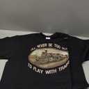 I'll Never Be Too Old to Play with Trains T-shirt, Large, Black