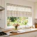 Boho Crochet Lace Sheer Valances for Window Kitchen Vintage Macrame Valances with Tassels for Dining Room Living Room Farmhouse Rustic Crochet Curtain Valance Rod Pocket 1 Panel (W59 L20 inch,Beige)