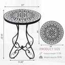 14" Mosaic Outdoor Side Table,Patio Accent Table Round Coffee Table, 14 inches x 14 inches x 21.34 inches