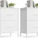 SONGMICS BELLAH Collection - Dressers for Bedroom, Chest of Drawers, Nightstands, 2 Drawers, Storage Organizer Unit, Closet, Entryway, Set of 2, Modern, Cloud White and Snow White ULGS112WH03S, 2 Pack