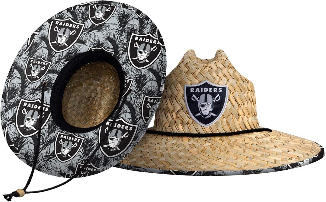 FOCO Men's NFL Team Logo Floral Lifeguard Beach Straw Sun Hat