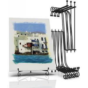 Lzerking Display Stand 8 Packs, 12 Inches Iron Foldable Plate Stand Picture Stand Photo Stand for Display, Black Holder Easel for Decorative Plates, Picture Frames, Books, Artistic Work