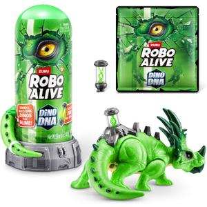 Robo Alive Dino DNA (Styracosaurus) by ZURU, Light up Dinosaur Toy, Surprise Unboxing
