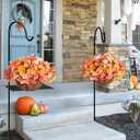 Artificial Fall Flowers Fake Hanging Plants Flowers Basket for Outdoors Autumn Decoration, Silk Morning Glory with Eucalyptus Look Real UV Resistant Faux Flowers for Outside Porch Patio Balcony, Mix (Multi-color (4 Orange, 4 Yellow, 4 Light Orange))