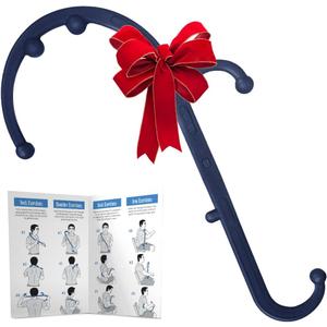 LiBa Back and Neck Massager - Trigger Point Massage Tools for Pain Relief and Manual Massage Hook Therapy Handheld Back Neck Shoulder Massager Navy - Gift for Women & Men