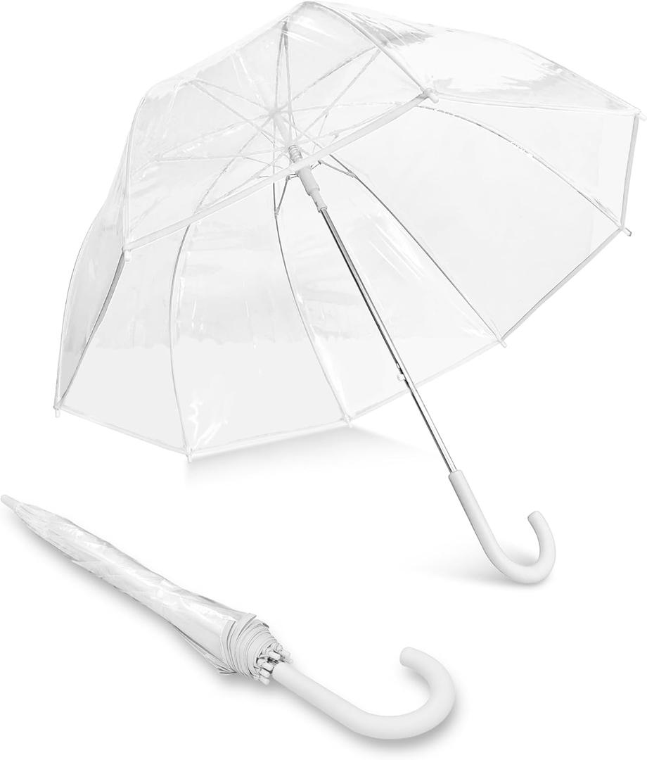 Adult Clear Bubble Rain Umbrella with Dome Canopy and Lightweight Wind and Rain Protection (52 Inch Arc, White)