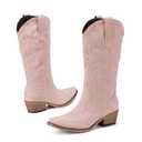 Shofrindy Pink Cowboy Boots for Women Light-Pink Western Cowgirl Boot Comfortable Chunky Heel Wide Calf and Pointed Toe Tall Boot Cute Concert Outfit Size 12 (Pink)