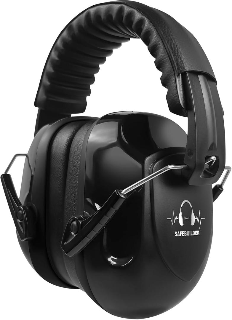 SAFEBUILDER Ear Muffs Noise Reduction SNR 33dB Adjustable Lightweight Safety Earmuffs Sound Proof Noise Cancelling ANSI (1-black)
