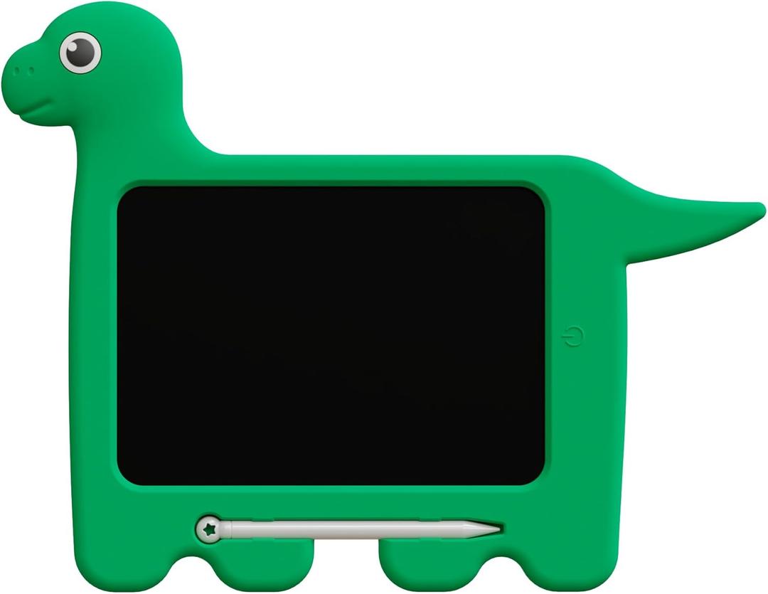 8.5 Inch LCD Writing Tablet for Kids with Green Dinosaur Silicone Case, Drawing Board with Handle & Stand, Reusable Color Screen Doodle Pad for Toddlers Boys Girls, Travel Toy Gift