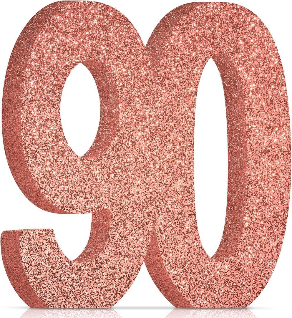 90th Birthday Decorations for Women,90th Anniversary Decorations,Rose Gold Glitter 90th Birthday Party Centerpieces for Table Decorations,90 Table Topper Decor