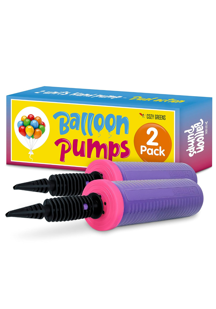 4 Pack. Balloon Pump Hand Held, Inflator Air Pump for Balloons - 2Way Dual Action, : Friends can Help - Easy to Use, 100% Lifetime Satisfaction Guarantee - Sturdy Ballon Inflator Pump