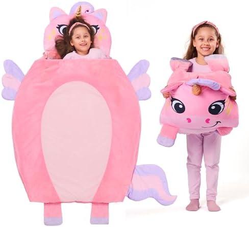 JOIEDOMI Toddler Sleeping Bag for Kids Ages 3+ Nap Mat for Preschool with Pillow & Blanket Sleeping Mats for Kids Daycare Plush Slumber Bag for Boys Girls Kindergarten Birthday Gift, Size: 60" x 39"