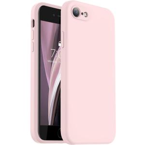 Vooii for iPhone SE Case 2022/3rd/2020,iPhone 8/7 Case, Upgraded Liquid Silicone with [Flat Edges] [Camera Protection] [Soft Anti-Scratch Microfiber Lining] Phone Case for iPhone SE - Chalk Pink