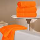 BOUTIQUO Ultra Soft 6-Piece Hand Towel Set 16x28-100% Ringspun Cotton - Durable & Highly Absorbent Hand Towels - Ideal for use in Bathroom, Kitchen, Gym, Spa & General Cleaning - Orange