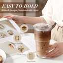 Iced Coffee Cups with Lids: Coffee Bar Accessories - Ribbed Glass Tumbler with Straw and Lid 4Pcs - 20oz Leak Proof Tumbler - Reusable Glass Cups and Tumblers with Lid and Straws for To Go Iced Coffee, 3.35 inches x 6.5 inches