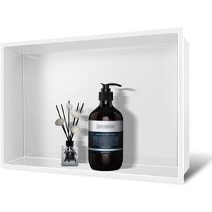 Shower Niche No Tile Needed, 18 x 12 Insert Shower Niche, Recessed Shelf for Bathroom Storage Over Mount Installation, White