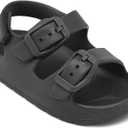 ChayChax Toddler Boys Girls Double Buckle Sandals Children's Adjustable Back Strap Water Sandal (Grey)
