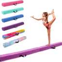 8FT/9FT/9.5FT/10FT Folding Balance Beam, Portable Gymnastics Beam Equipment with Non Slip Rubber Base & Suede Cover for Training/Practice/Professional Home Exercise (9.5ft*6in*4.8in(287.5*15*12cm), Purple)