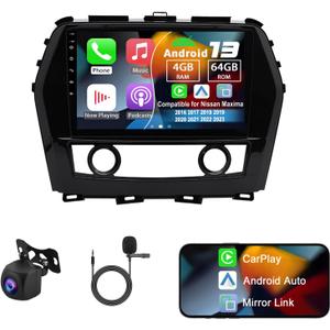 Android 14 Double Din Car Radio Compatible with Nissan Maxima 2016-2023, 4G+64G 10" Touch Screen Car Stereo with Wireless Carplay Android Auto GPS WiFi Mic Backup Camera