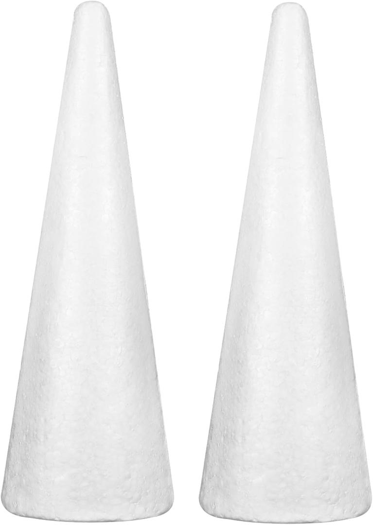 DIYASY 4 Pcs Foam Cones for DIY Crafts, 4.1 x 15.7 Inch White Polystyrene Christmas Tree Foam Cones Arts and Craft Supplies for DIY Home Craft Project Table Centerpiece