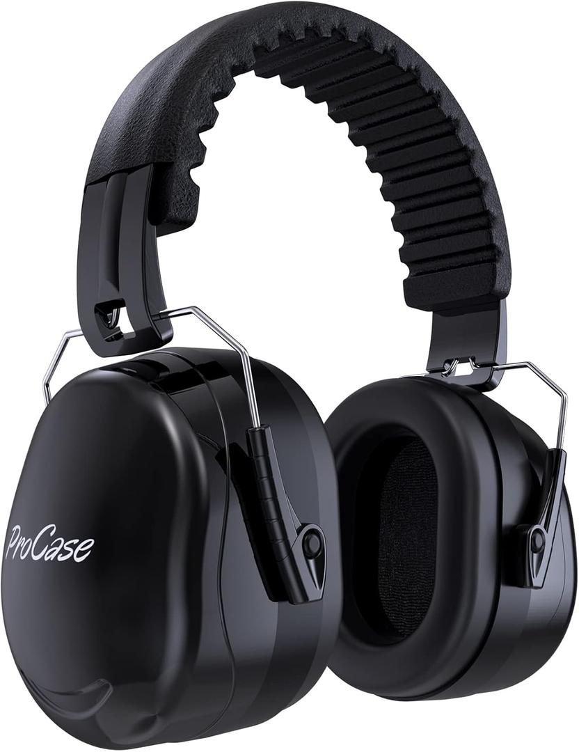 ProCase NRR 32dB Noise Reduction Ear Muffs, Safety Hearing Protection for Shooting Gun Range, Construction, Mowing, Autism Sensory Earmuffs for Adults & Kids Black