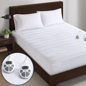 Serta Heated Mattress Pad King Size - Electric Mattress Pad, 10 Heat Setting Controller, Auto Shut Off Timer, Deep Elastic Pocket, Up to 17" Mattress, ETL Certified, Machine Wash, King, White