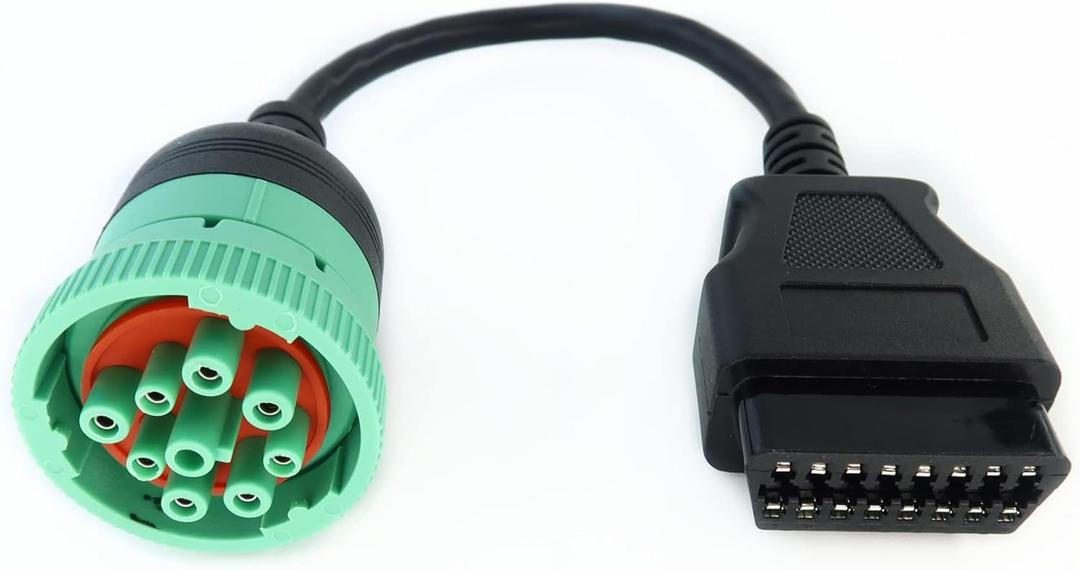 Green Type 2 J1939 Male to 16pin OBD2 Female Cable 16pin to 9pin J1939 Adapter Cable