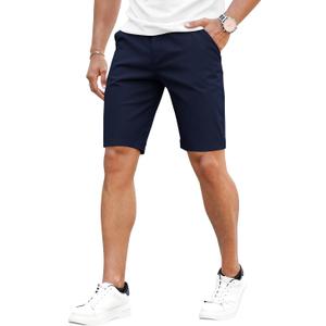 GINGTTO Mens Slim Fit Shorts 9" Inseam Stretch Chino Short Pants (36, Navy Blue-1)