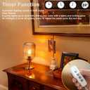 MAINDECO Mid Century Glass Table Lamp,Dimmable Desk Lamp,LED Bulb Included,Timer Build-in,Cognac Amber Ribbed Glass