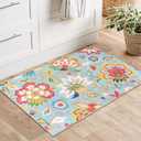 Beeiva Floral 2x3 Small Rugs for Entryway, Non Slip Colorful Door Rugs for Entryway Indoor, Ultra Thin Non-Shedding Throw Thin Bathroom Mat fit Under Door (Colorful,2'x3')