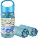 NACHLYNN 4 Pcs Cooling Towels 40" x 12" Soft Breathable Chilly Towel Instant Cooling Ice Towels for Work Run Yoga Camping Exercise Gym Rock Climbing and Other Activities (Lake Blue)