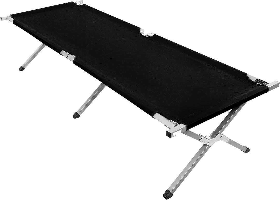 YSSOA Folding Camping Cot with Storage Bag for Adults, Portable and Lightweight Sleeping Bed for Outdoor Traveling, Hiking, Easy to Set up (Color: Black)