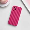 NITITOP Compatible with iPhone 15 Plus Case Cute Stylish Line Stripe Pattern Design for Women Girls Soft TPU Shockproof Full Camera Protective Phone Cover - Rose Red