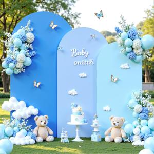 Blue Arch Backdrop Cover Set of 3-6ft, 6.6ft, 7.2ft Arch Covers Stretchy Backdrop Spandex Arch Stand Covers for Birthday Party Baby Shower Wedding Bridal Shower Banquet Photo Background Decorations