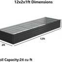 Foxlang 12x2x1ft(2 Pack) Galvanized Raised Garden Bed,Outdoor Planter Box Metal Patio Kit Planting Bed for Vegetables Flowers Herb,Black