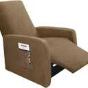 Jcones 3 Pieces Plush Fabric Extra Small Recliner Chair Covers Stretch Recliner Slipcover for Lazy Boy Wide Recliner Chair Washable (Brown)